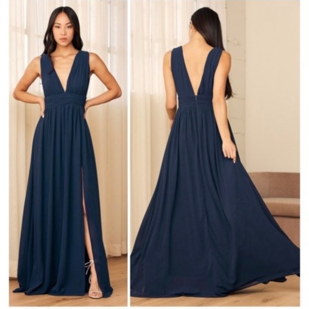 Lulu's Heavenly Hues Navy Blue Maxi Dress Size M